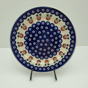 Polish Pottery Wiza Peacock Apple Dinner Plate Peacock & Apples Luncheon Plate